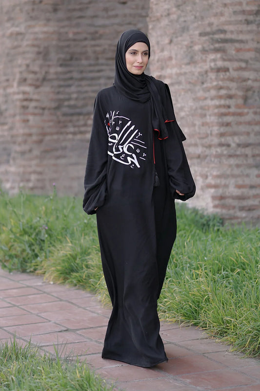 Salâh siyah namaz elbisesi sade ve rahat tasarım ön görünüm