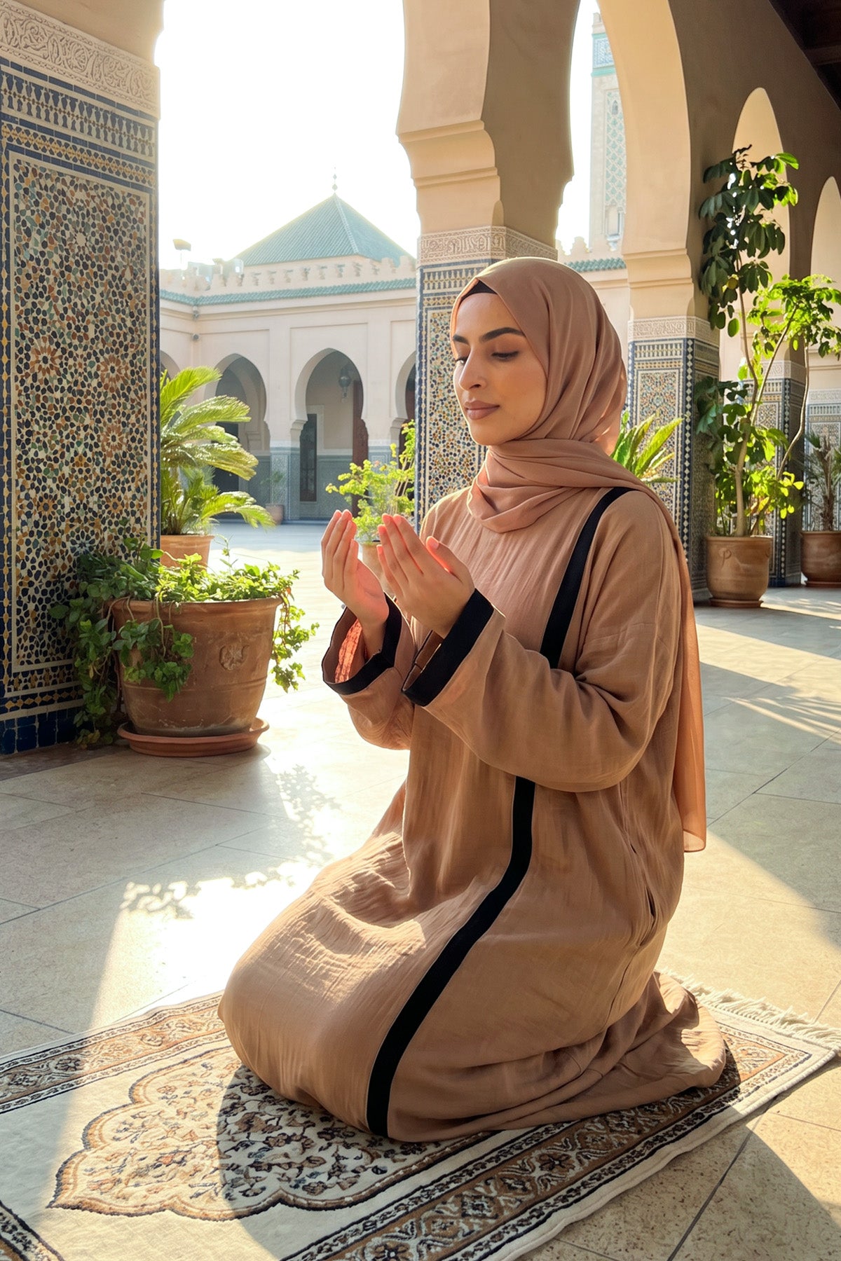 “Nadra” Tesettür ve Namaz Elbisesi Siyah ve Taba | L’nour