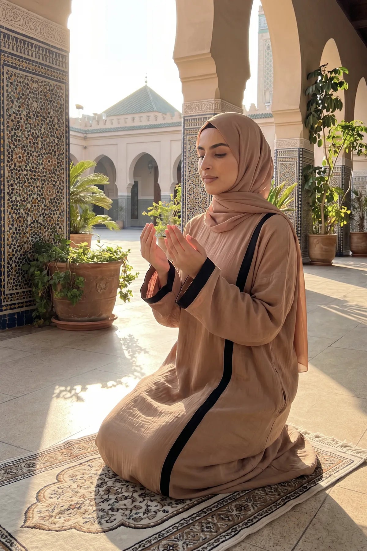 “Nadra” Tesettür ve Namaz Elbisesi Siyah ve Taba | L’nour