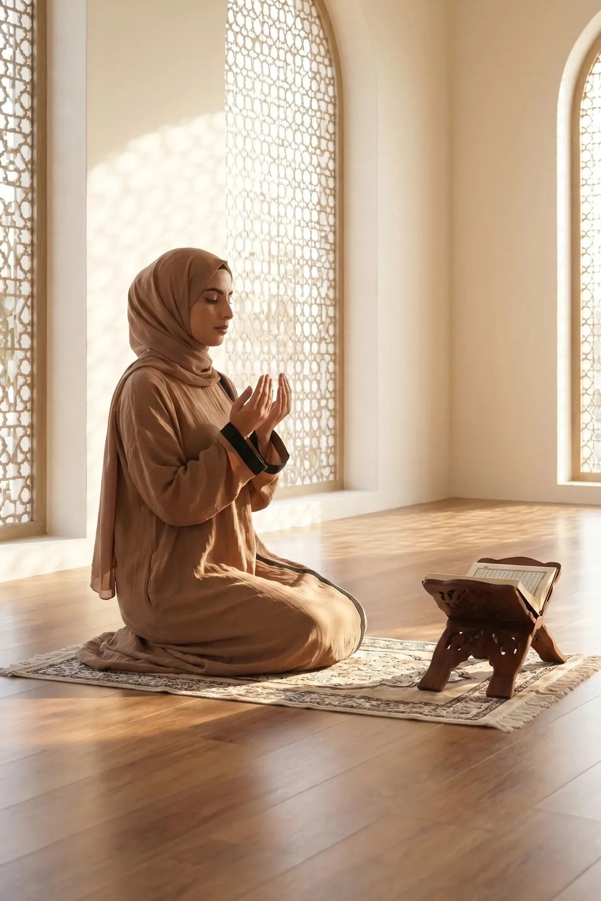 “Nadra” Tesettür ve Namaz Elbisesi Siyah ve Taba | L’nour
